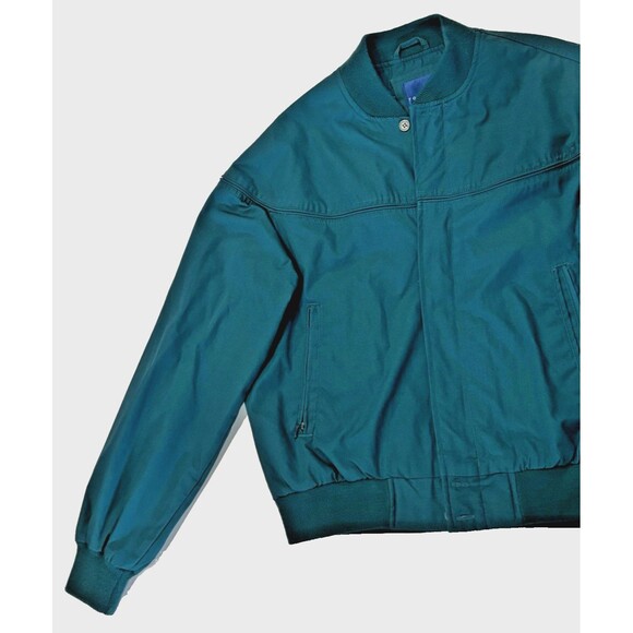 Towncraft VTG 80s 90s Teal Turquoise Full Zip Lightweight Bomber Jacket Mens M - Picture 3 of 10